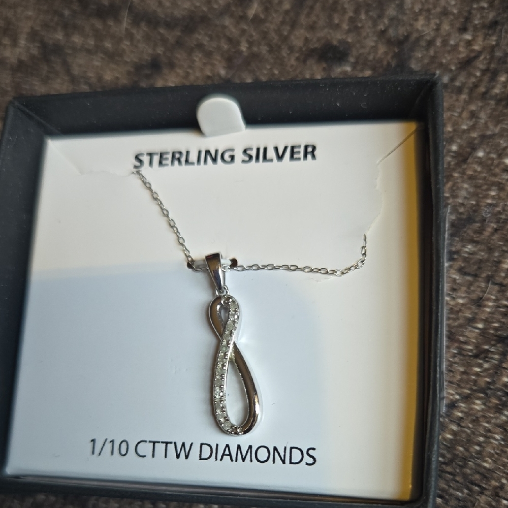 Macy's Diamond Infinity Pendant in Sterling Silver (1/10 Ct. T.w.) NWT✨️